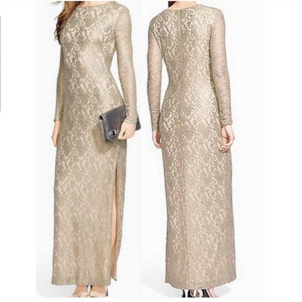 Lauren Ralph Lauren Lace Metallic Evening Dress/Gown size 6P